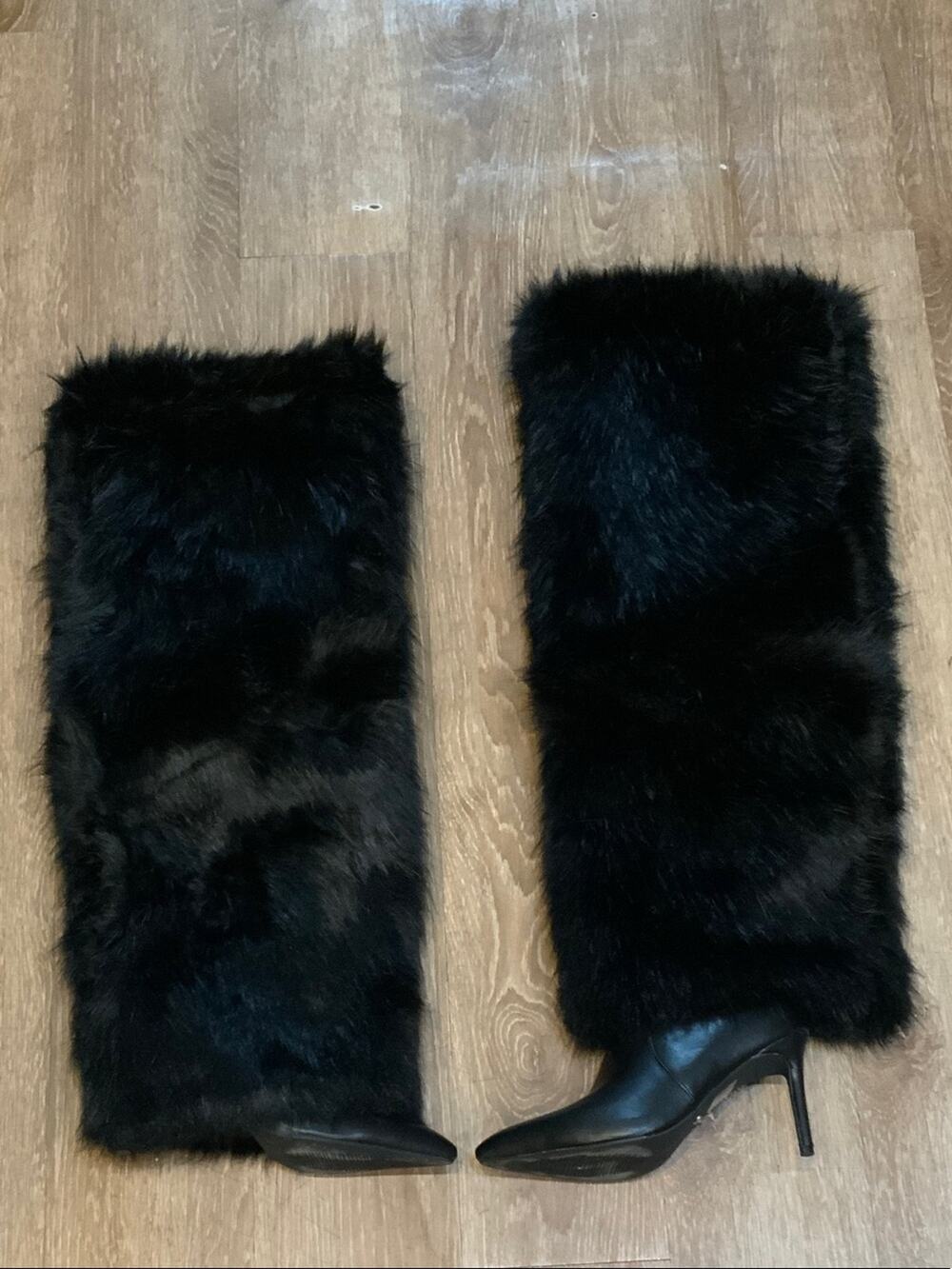 Women's Over-the-Knee Faux Fur Boots - Black